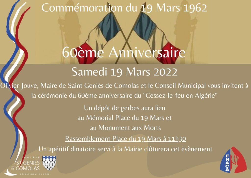 Commémoration du 19 Mars 1962 le 19/03/2022