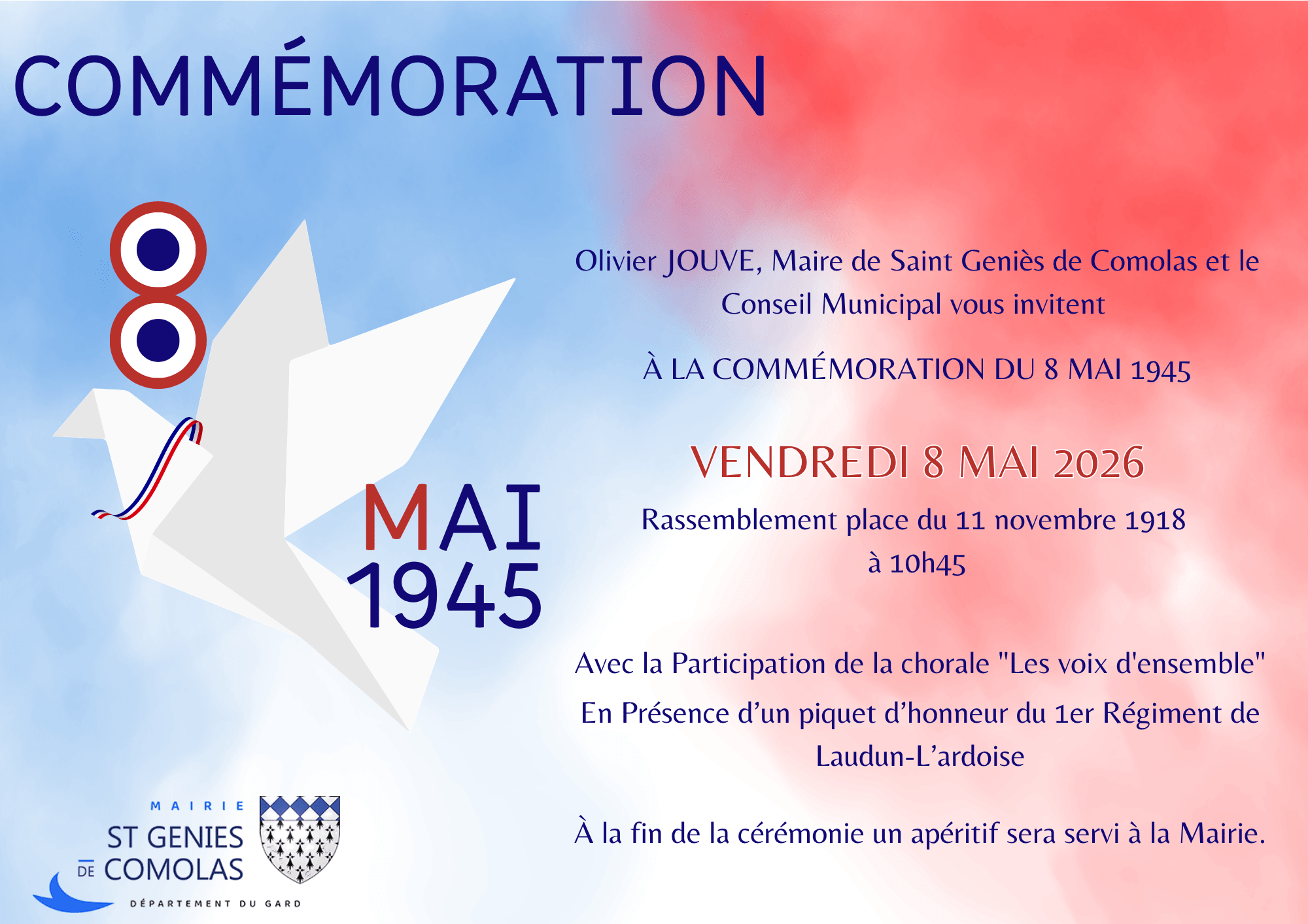 Commémoration du 8 mai 1945 - Mairie de Saint Geniès de Comolas